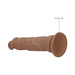 Tan realistic dildo without testicles featuring textured shaft and strong suction cup base for hands-free use.