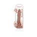 Tan 10-inch realistic dong without testicles in clear packaging with suction cup base, latex and phthalate free.