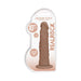 Tan 10-inch realistic dildo without testicles with suction cup base in clear packaging labeled Realrock