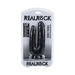 Realrock Double Trouble dual-ended black dildo with suction cup base in clear retail packaging.