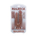 Realrock Double Trouble double-ended dildo with suction cup base in realistic skin tone packaging.