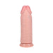 Realrock extra thick 9-inch dildo with realistic texture and suction cup base in natural skin tone.