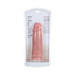 Realrock extra thick 9-inch dildo with suction cup base in clear retail packaging.