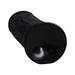 Black extra thick 9-inch dildo with realistic texture and suction cup base for hands-free use.