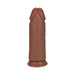 Realrock extra thick 9-inch dildo in brown with realistic texture and suction cup base for hands-free use.