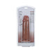 Realrock extra thick 9-inch realistic dildo with suction cup in clear retail packaging.