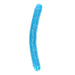 Blue glow-in-the-dark double-ended dildo with realistic texture and curved design, 15 inches long.
