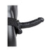 Black hollow strap-on with balls and adjustable waistband displayed on mannequin side view.