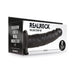 Packaging box showing the Realrock Hollow Strap-On 8 inch in black with adjustable strap and realistic texture.