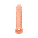 Realrock 8-inch flesh-tone penis sleeve with realistic texture and open base for secure fit.