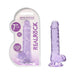 Crystal clear 7-inch realistic dildo with balls and suction cup, flexible and phthalate-free by Realrock.