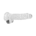 Clear realistic dildo with balls and suction cup base, 8 inches, textured for lifelike experience.