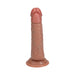 Realrock Two In One dildo in natural skin tone with realistic texture and suction base on white background.