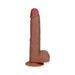 Realistic textured vibrating dildo with suction cup base in natural skin tone, featuring detailed veins and lifelike design.