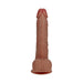 Realistic textured vibrating dildo with suction cup base in natural skin tone by Realrock.