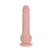 Realistic textured vibrating dildo with suction cup base in soft skin-tone finish by Realrock.