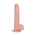 Realistic flesh-toned vibrating dildo with detailed veins, textured balls, and suction cup base for hands-free use.