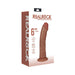 RealRock 6-inch curved realistic vibrating dildo with suction cup in brown, displayed with packaging box.