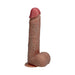 Realistic flesh-tone vibrating dildo with detailed veins, textured base, and suction cup for hands-free use.