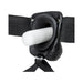 Close-up of black adjustable strap-on harness with foam insert for shape and support.