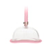 Clear acrylic dome with pink silicone rim and attached pink pump handle for intimate suction use