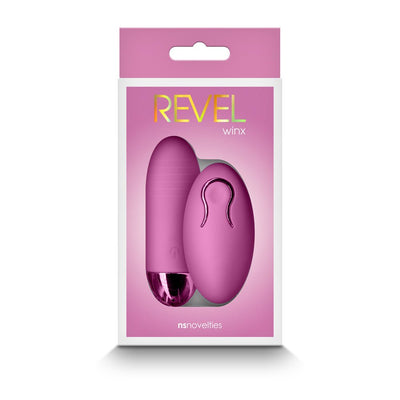 Revel Winx insertable remote bullet and wireless remote in pink packaging by NS Novelties.