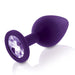 Purple silicone butt plug with a faceted gem base, designed for comfortable and elegant intimate use.