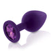 Purple silicone butt plug with a faceted gem base, designed for comfortable and elegant intimate use.