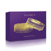 Purple and gold Rianne S Diamond Liz handcuffs packaging box with elegant bracelet illustration.