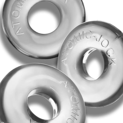Three silver metallic OxBalls Ringer Max stretch rings with embossed branding on a white background.