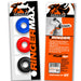 Packaging of OxBalls Ringer Max 3 Pack showing three colorful stretchy rings in blue, red, and black with product details on the back.
