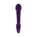 Purple silicone vibrator with bulbous head, textured ringed handle, and control buttons on the base, shown on white background.
