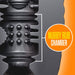 Close-up of the black Rize Grasp stroker's textured nubby rub chamber interior for enhanced stimulation.