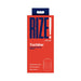 Packaging of Rize Turbine self-lubricating stroker in blue with bold red and navy design and product features listed.