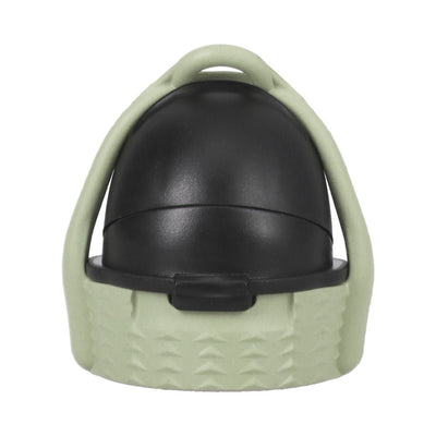 Glow-in-the-dark black and green Rock Solid EZ Top cap with textured grip and lanyard loop, front view.