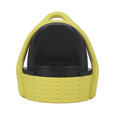 Yellow textured Rock Solid EZ Top cap with black flip-top and attached lanyard loop.