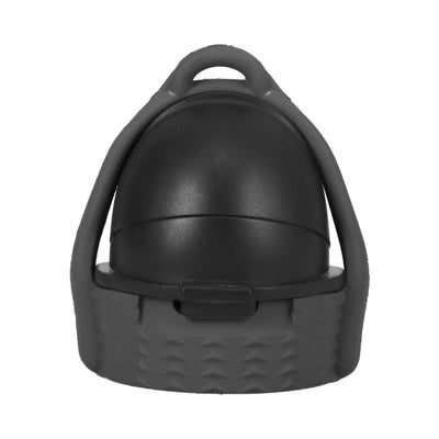 Small grey Rock Solid EZ Top cap with textured grip and attached lanyard for easy one-handed use.