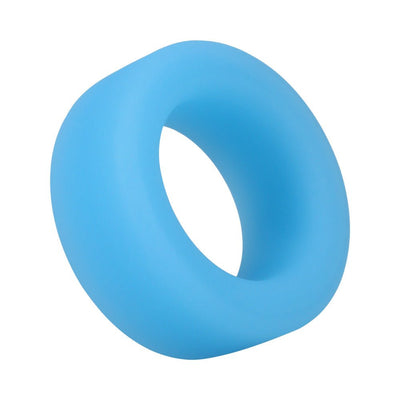 Blue soft silicone glow-in-the-dark cylinder-shaped comfort ring with a smooth finish.