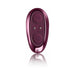 Burgundy oval-shaped remote control with two buttons and a glossy finish for Rocks Off Knickerbocker Glory vibrator.