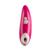 Hot pink Romp Shine clitoral air vibrator with white suction head and simple two-button control panel.