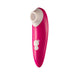 Hot pink Romp Shine clitoral air vibrator with white silicone suction head and simple two-button controls.