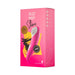Packaging box of Romp Shine Pink clitoral air vibrator with product image and key features in bright pink design