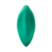 Compact leaf-shaped mint green silicone vibrator with smooth ergonomic design for targeted stimulation.