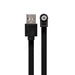 Black USB charging cable with flat cord and magnetic connector end for mini massager device.