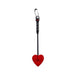 Compact black handle paddle with a red heart-shaped tip and wrist strap for playful control