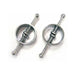 Pair of stainless steel spring-loaded nipple clamps with circular design and adjustable tension.