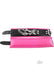 Pink padded leather wrist cuffs with black adjustable straps and detachable silver chain connectors.