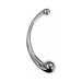 Mirror-polished stainless steel curved wand with rounded ends for anal and vaginal use, 10 inches long.