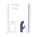 Purple silicone rechargeable bullet vibrator shown next to a soda can and lipstick for size comparison with rulers.