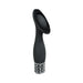 Black silicone rechargeable vibrator with textured bristles and decorative silver base detailing